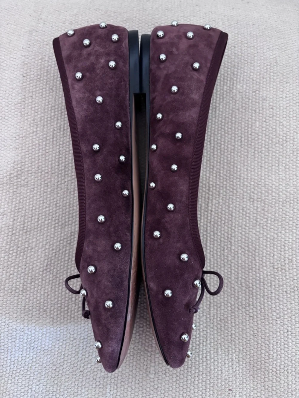 J.Crew Andi Ballet Flats in Beaded Suede – Brown Embellished Shoes 9.5 EUC